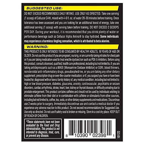C4 Gen-4 Pre-Workout Powder – Icy Blue Razz – 60 Servings – Advanced Energy & Pump