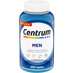 Centrum Men's Multivitamin Supplement with Vitamin D3, B Vitamins, Antioxidants & Zinc - 250 Tablets, Gluten-Free, Non-GMO