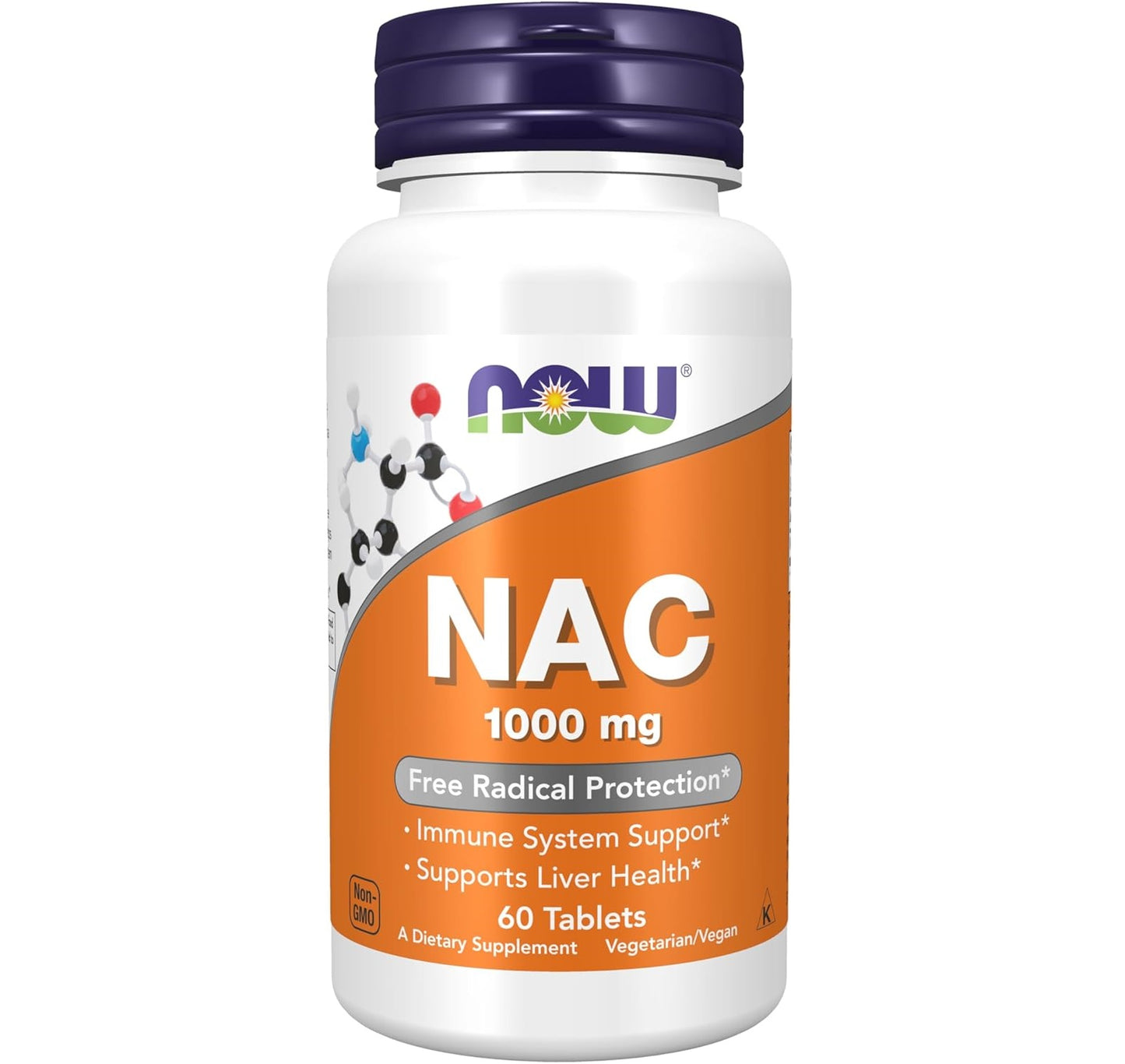 NOW Foods Supplements, NAC (N-Acetyl-Cysteine) 1,000 mg, Free Radical Protection*, 60 Tablets