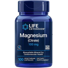 Life Extension Magnesium (Citrate) 100 mg – Magnesium Supplement For Men and Women - For Heart and Bone Health, Immune System Support - Gluten-Free, Non-GMO - 100 Vegetarian Capsules