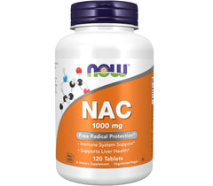 مكملات NOW Foods، NAC (N-Acetyl-Cysteine) 1000 مجم، حماية من الجذور الحرة*، 120 قرصًا 