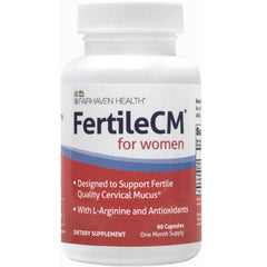 Fairhaven Health FertileCM Fertility Supplement for Women, Capsules - Fertile Cervical Mucus, Ovulation Cycle, Includes L-Arginine, N-Acetyl-Cysteine, Grape Seed Extract and Vitamin C - 90 Capsules
