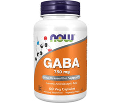 NOW Foods Supplements, GABA (Gamma-Aminobutyric Acid) 750mg, Neurotransmitter Support*, 100 Veg Capsules