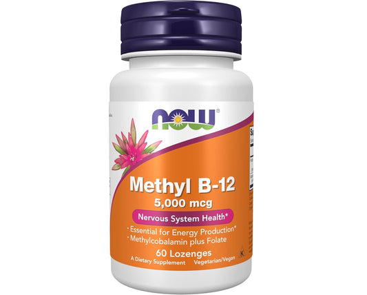 NOW Foods Supplements, Methyl B-12 (Methylcobalamin) 5,000 mcg, Nervous System Health*, 60 Lozenges