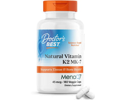 Doctor's Best Natural Vitamin K2 Mk-7 Capsule , Supports Bone Health & Soft Tissue Elasticity, 180 Ct