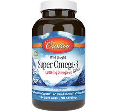 Carlson - Super Omega-3 Gems, 1200 mg Omega-3s, Cardiovascular Support, Brain Function & Vision Health, 180 soft gels