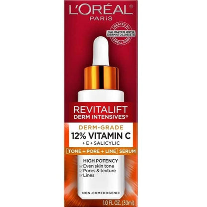 L'Oreal Paris Revitalift Derm Intensives Derm Grade 12% Vitamin C + E + Salicylic Serum, 1.0 Fl. Oz.