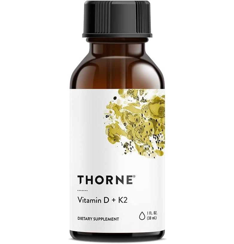 THORNE Vitamin D + K2 Liquid with a metered Dispenser - Vitamins D3 and K2 to Support Healthy Bones and Muscles* - 1 Fl Oz (30 ml) - 600 Servings