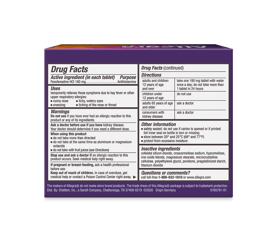 Allegra Adult Non-Drowsy Antihistamine Tablets - 84 Count 180mg