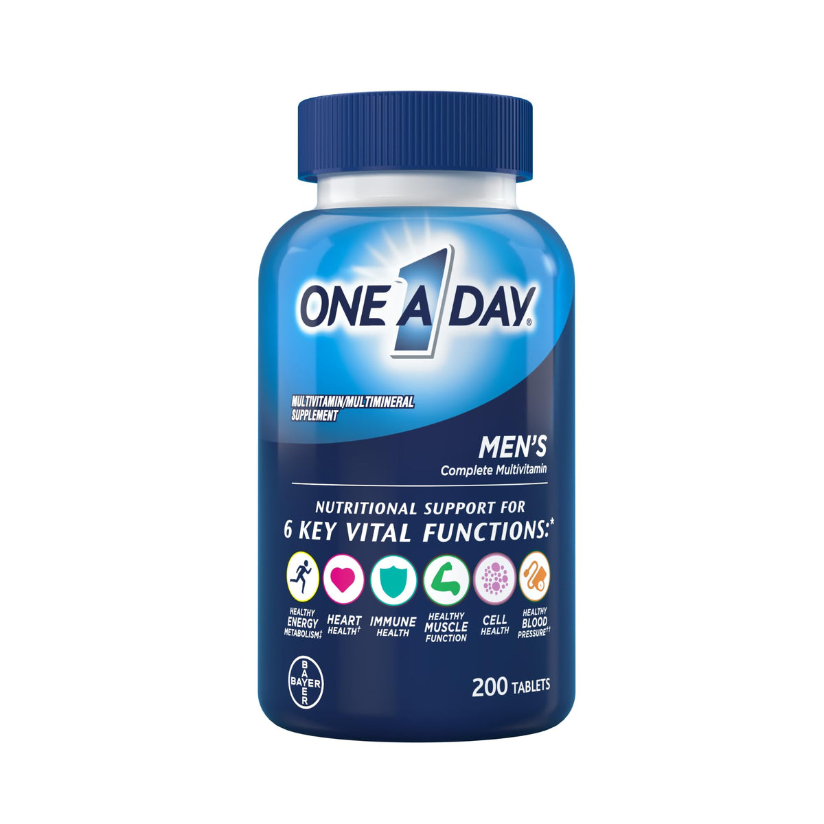 One A Day Men’s Multivitamin, Gluten-Free Supplement with Vitamins A, C, D, E, Zinc, B12, Calcium & More – 200 Count