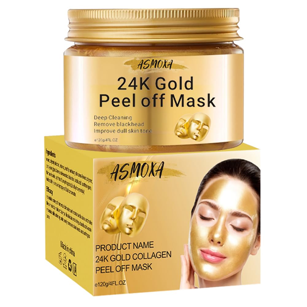 KORNTEEN 24K Gold Collagen Peel-Off Mask 120g - Aloe Vera & Witch Hazel for Radiant, Hydrated Skin