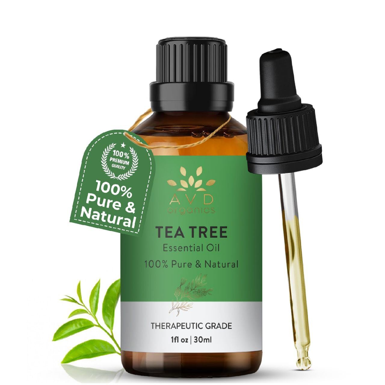 AVD ORGANICS Tea Tree Essential Oil 30ml - 100% Pure Natural Therapeutic Grade Aromatherapy Oil for Relaxation, Skin & Hair Care