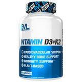 EVLution Nutrition Vitamin D3 + K2 - Immune & Bone Support - 60 Capsules