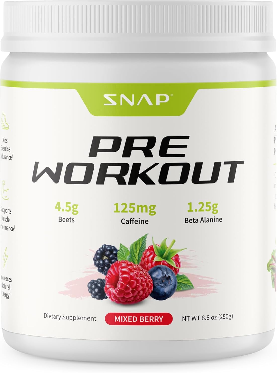 Snap Supplements Pre Workout Beet Root Powder, Nitric Oxide Supplement Preworkout for Men and Women with Organic Beets and B Vitamins, Energy and...