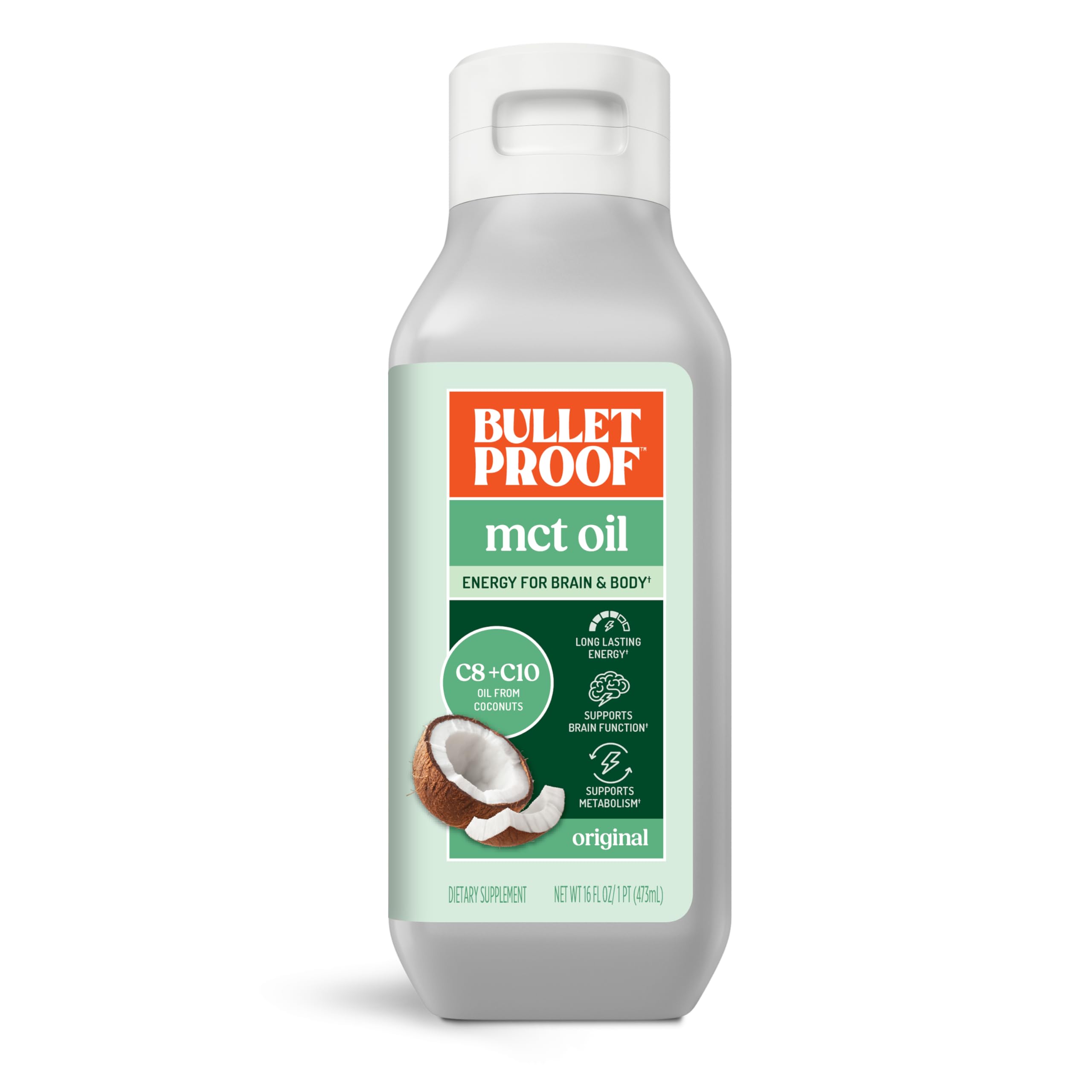 Bulletproof Single Upgraded MCT Oil, 16 oz | Pure Brain-Boosting C8 & C10 MCTs