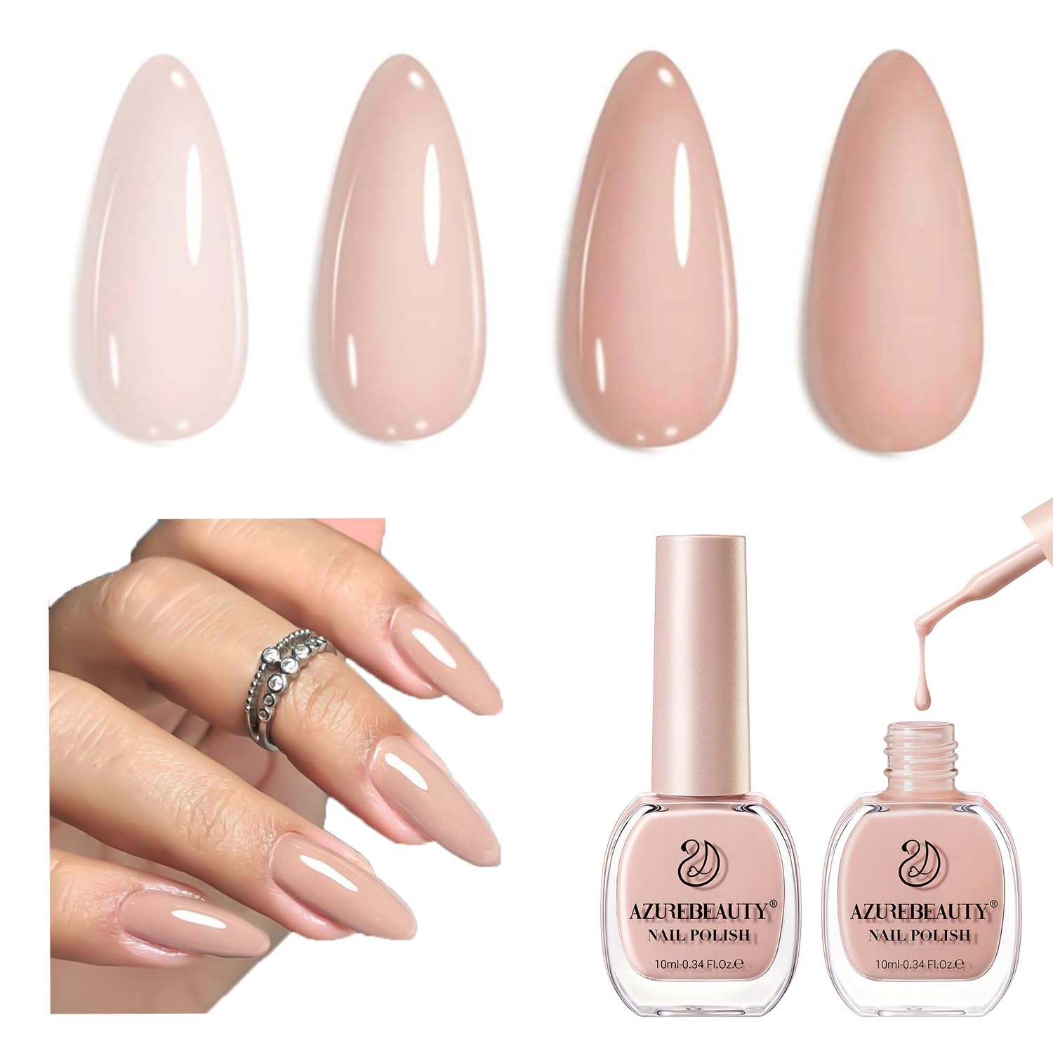 AZUREBEAUTY Nude Nail Polish Set - Light Brown Quick Dry Lacquer (2 PCS)