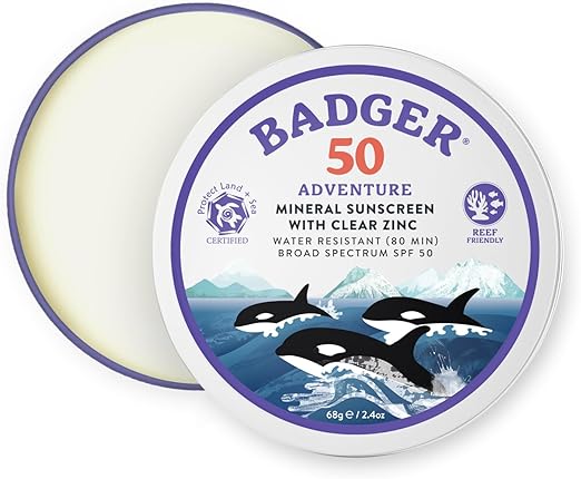 Badger SPF 50 Mineral Sunscreen - Unscented Broad Spectrum Protection