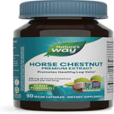 Nature's Way Standardized Horse Chestnut, Premium Extract, Promotes Healthy Leg Veins*, 250 mg per Serving, Vegan, 90 Capsules (Packaging May Vary)