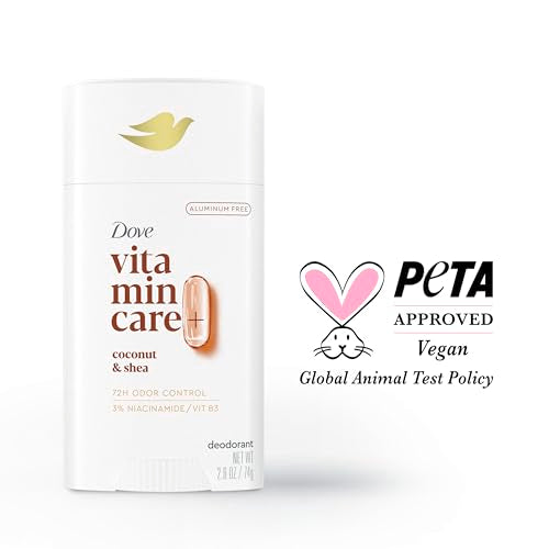 Dove VitaminCare+ Aluminum Free Deodorant Stick - Coconut & Shea, 72H Odor Protection, 2.6 oz