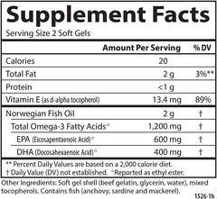 Carlson - Super Omega-3 Gems, 1200 mg Omega-3s, Cardiovascular Support, Brain Function & Vision Health, 180 soft gels