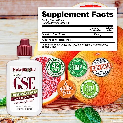 NutriBiotic, Vegan GSE, Grapefruit Seed Extract, Liquid Concentrate, 100 mg, 4 fl oz (118 ml)