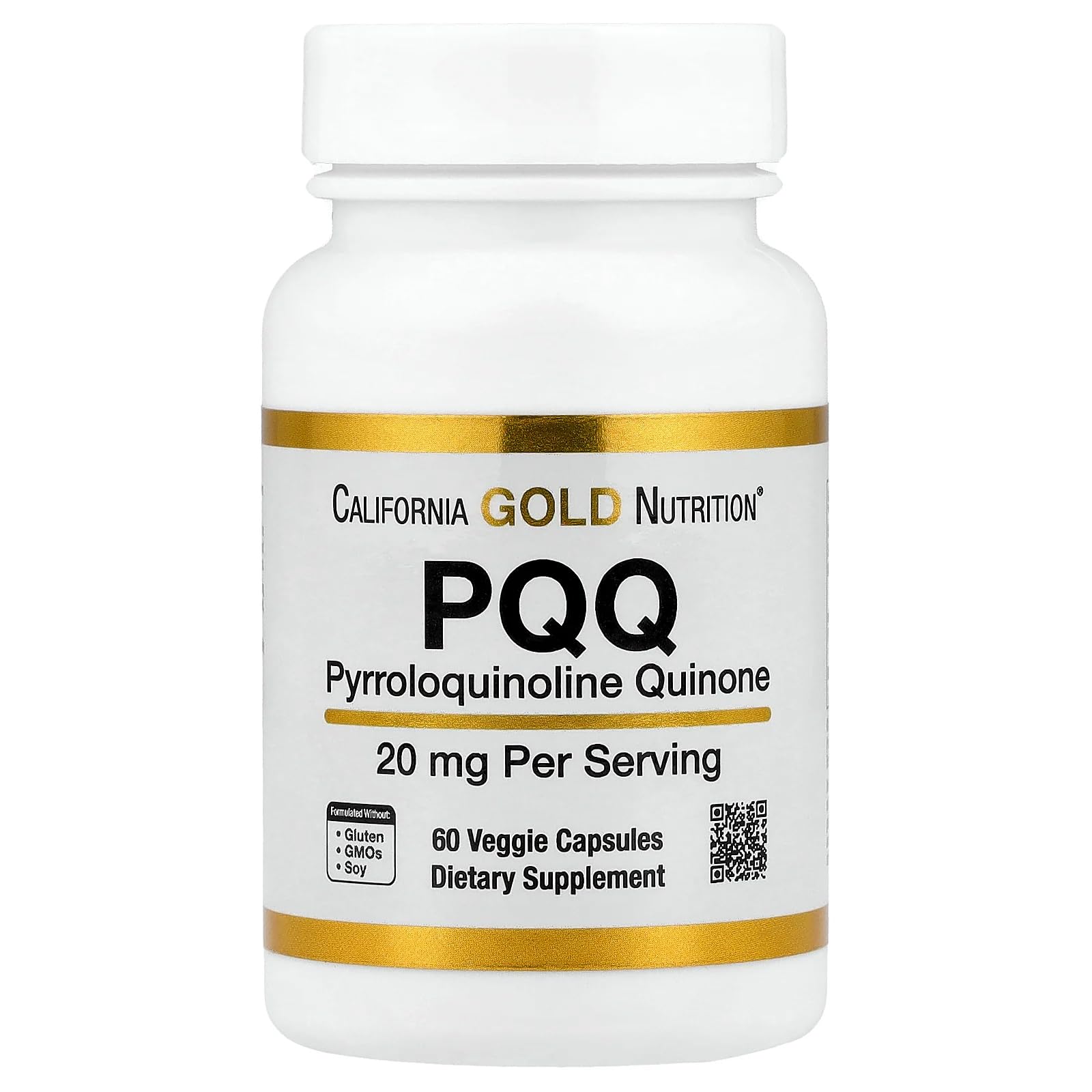 California Gold Nutrition PQQ, 20 mg, Mitochondrial Support, 60 Veggie Capsules