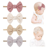 4-Pack Cute Bow Headbands for Baby Girls - Soft Elastic Hair Bands for Newborns & Toddlers