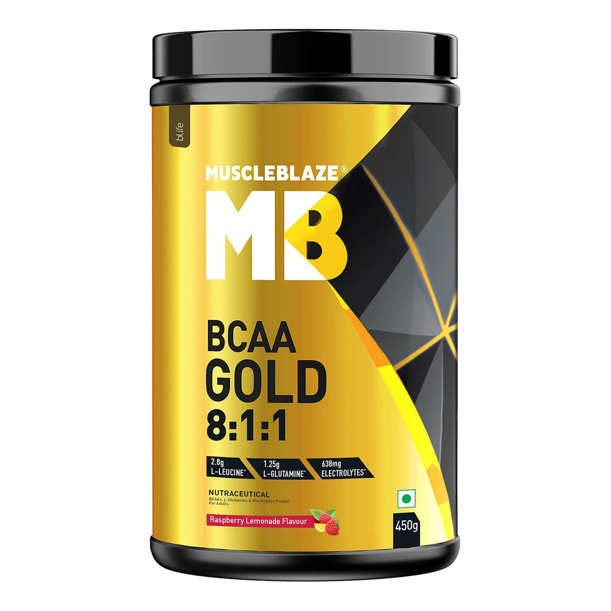 MuscleBlaze BCAA Gold 8:1:1 - 450g (Raspberry Lemonade) | Muscle Recovery