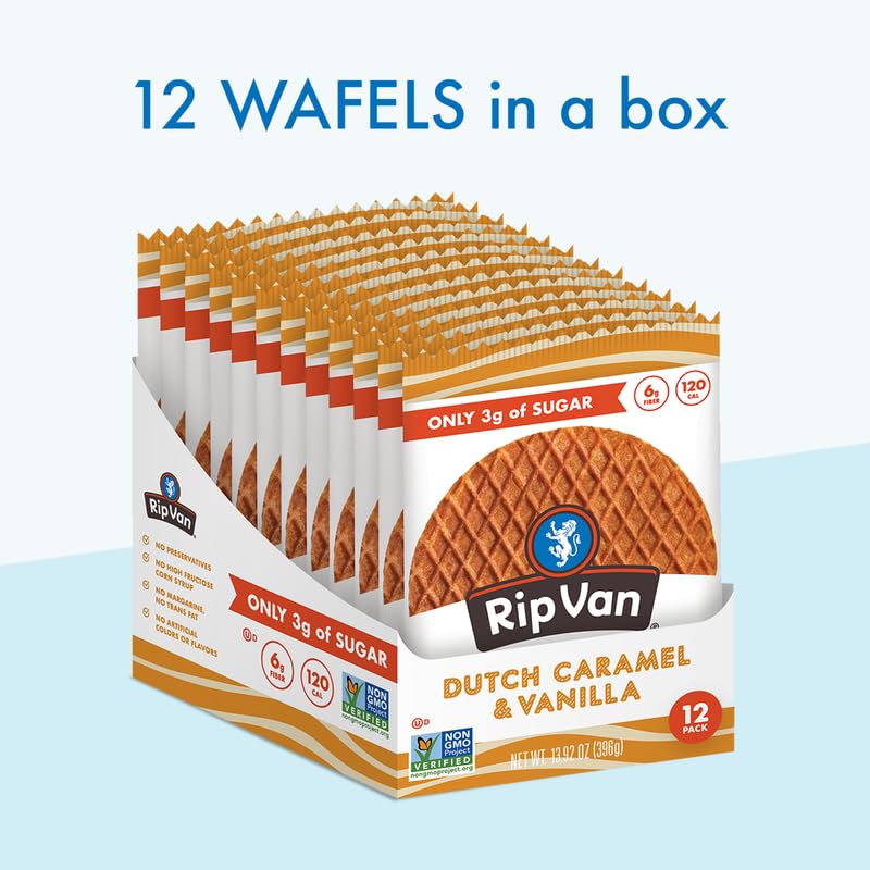 Rip Van Low Sugar Dutch Caramel & Vanilla Wafers (12 Pack)