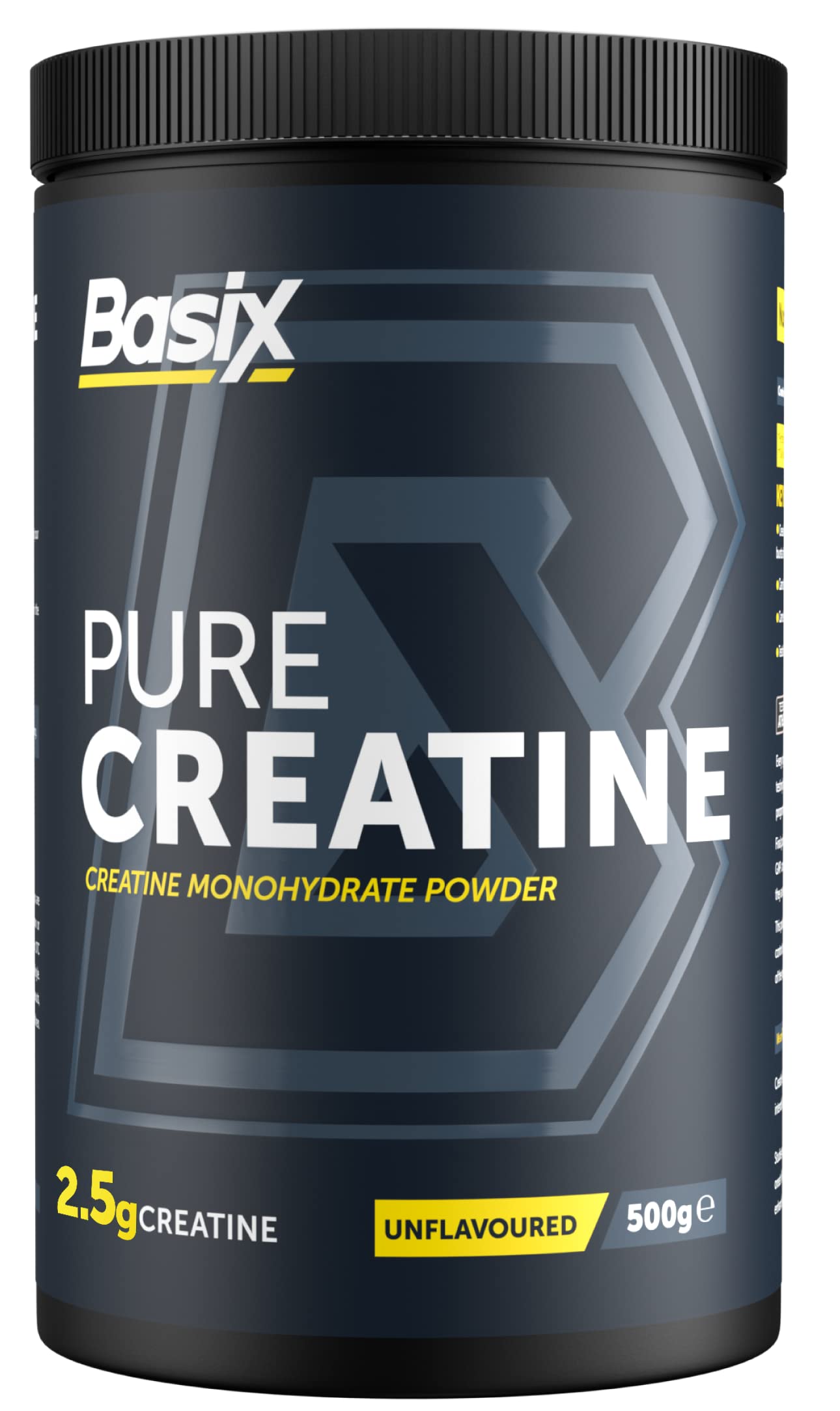 BASIX Pure Creatine Monohydrate Unflavored - 500g for Muscle & Performance