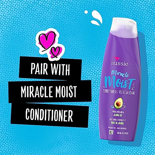 Aussie Miracle Moist Shampoo with Avocado & Australian Jojoba Oil - Paraben Free - 12.1 Fl Oz (360ml)
