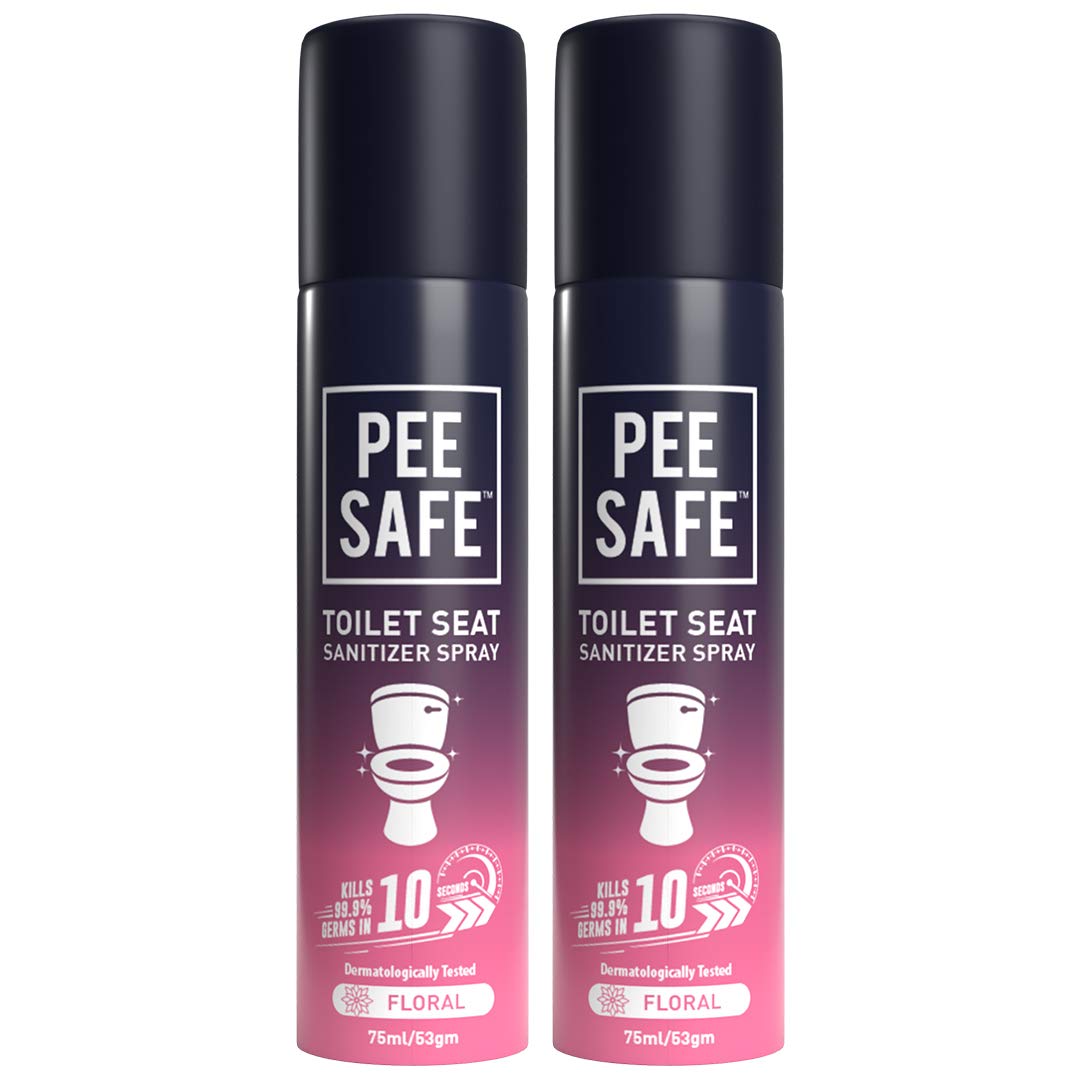 Pee Safe Toilet Seat Sanitizer Spray 75ml Pack of 2 Floral - Kills 99.9% Germs, UTI Prevention, Travel-Friendly