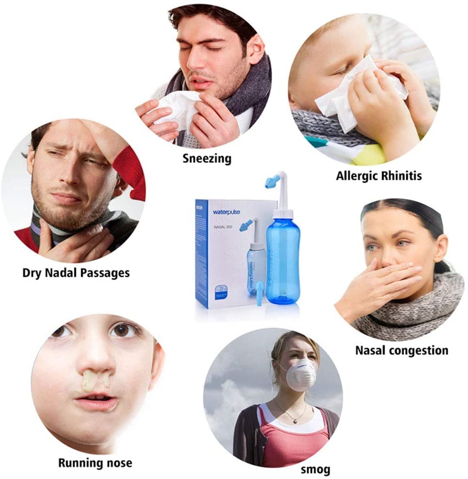 Neti Pot Sinus Rinse Nasal Wash Bottle - 500ML Blue Pressure Irrigation Cleaner (Salt Not Included)