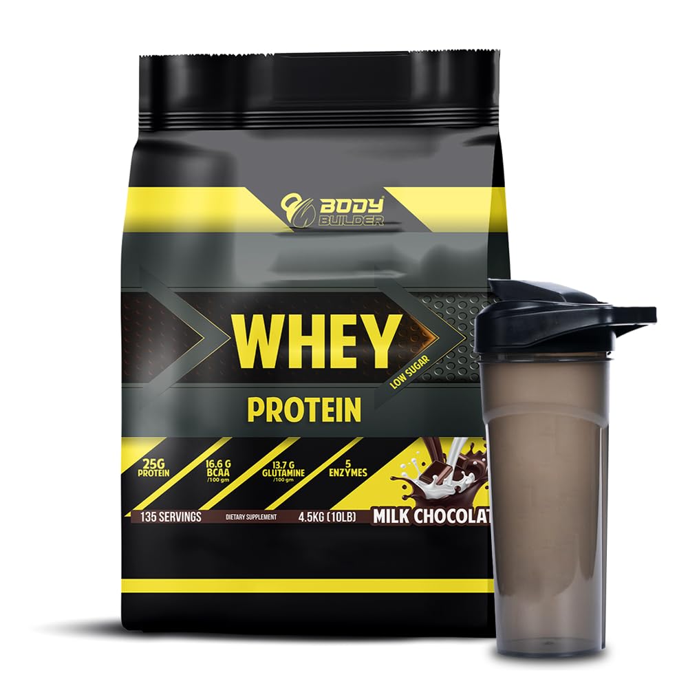 Body Builder 100% Whey Protein - Milk Chocolate - 25g Protein - 10lb with Shaker