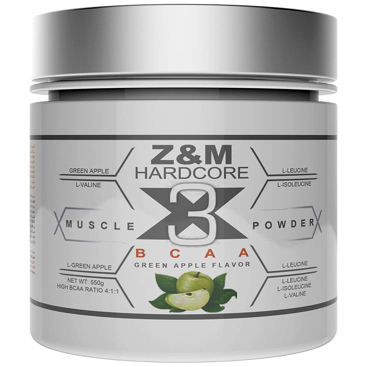 Z&M HARDCORE BCAA Green Apple - Branched Chain Amino Acids for Muscle Recovery and Performance