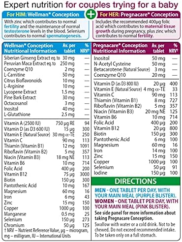Vitabiotics Pregnacare Men and Women Fertility Support, 60 Tablets