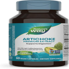 Nature's Way Artichoke Premium Extract, Supports Digestion*, Non-GMO Project Verified, Vegan, Gluten-Free, 60 Capsules (Packaging May Vary)