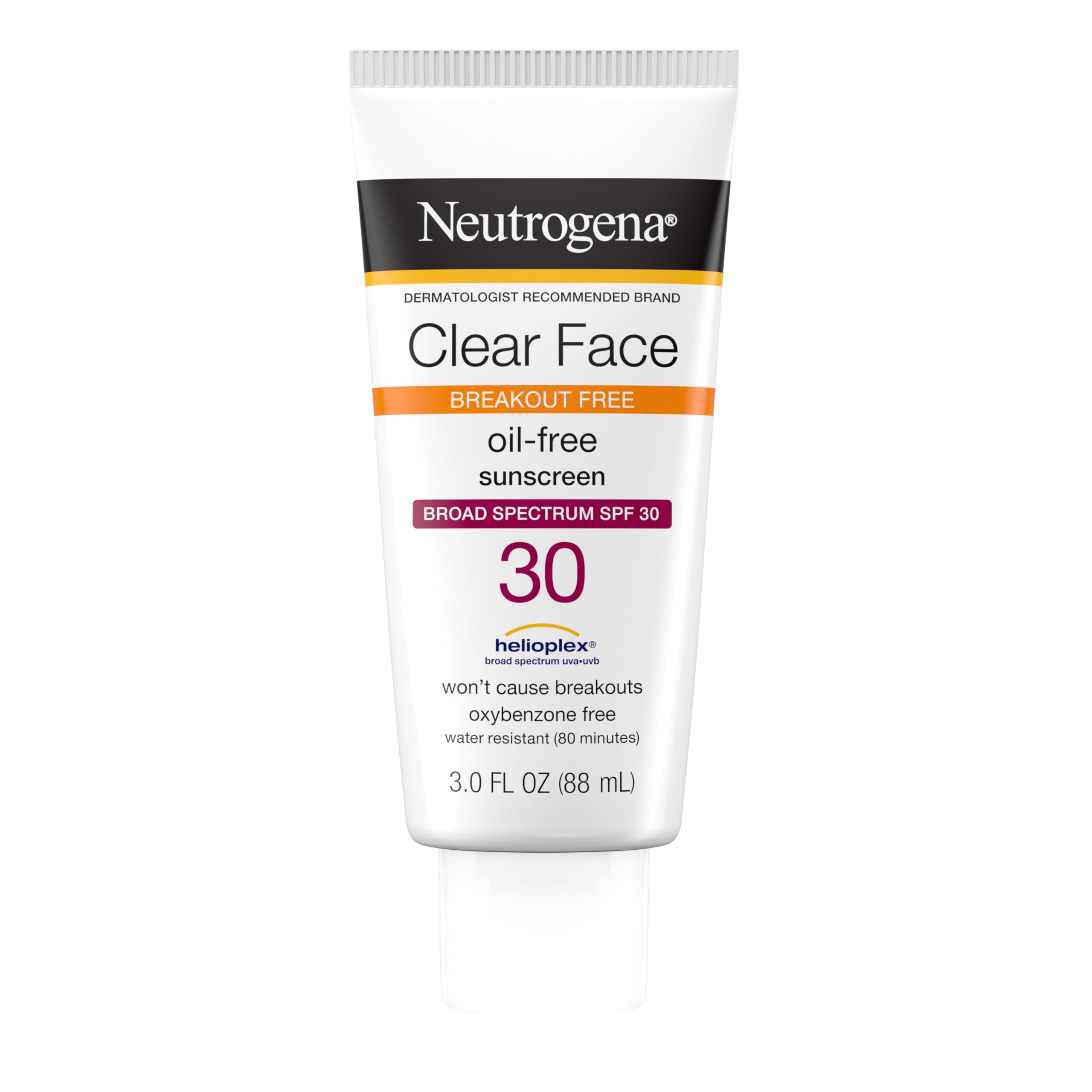 Neutrogena Clear Face Liquid Sunscreen SPF 30 - Oil-Free & Non-Comedogenic for Acne-Prone Skin - 3 fl. oz