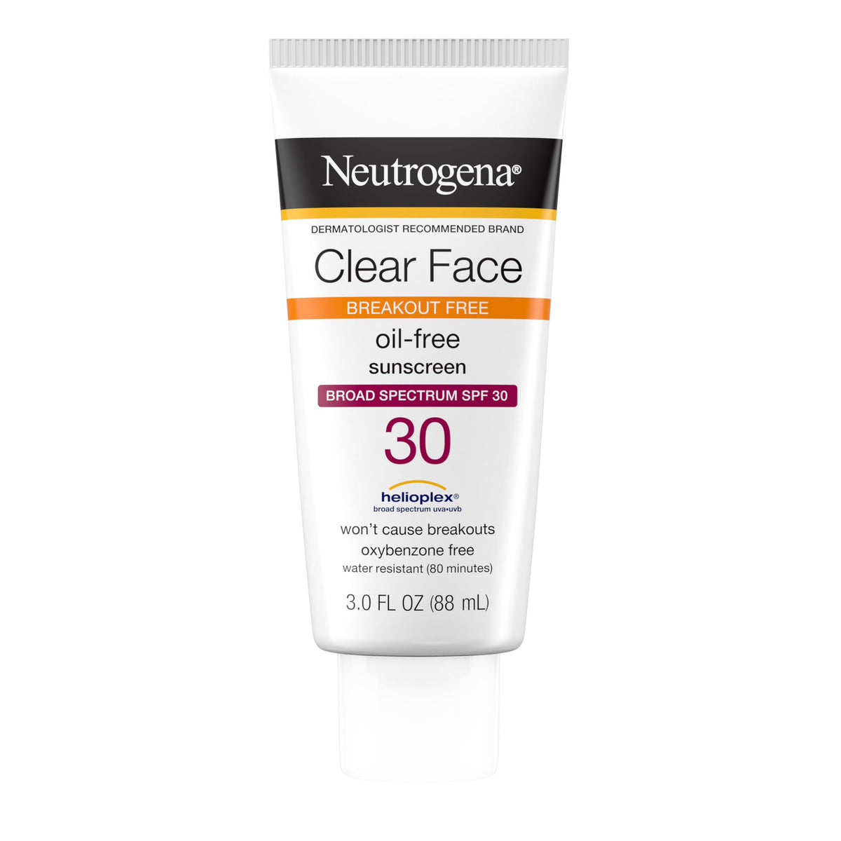 Neutrogena Clear Face Liquid Sunscreen SPF 30 - Oil-Free & Non-Comedogenic for Acne-Prone Skin - 3 fl. oz