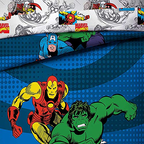 Marvel Avengers Good Guys Twin/Full Reversible Comforter - Iron Man, Hulk, Captain America, Spiderman