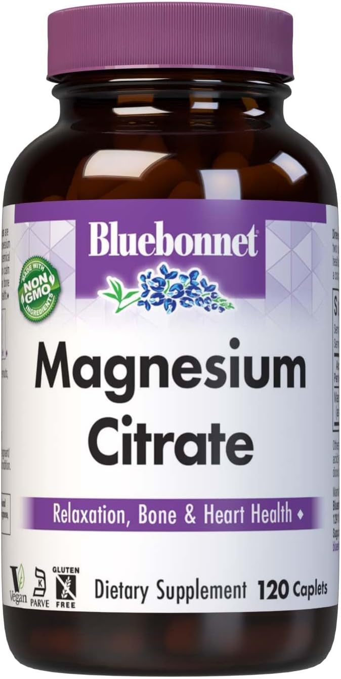 Bluebonnet Nutrition Magnesium Citrate 400mg for Muscle & Nerve 120 Caplets