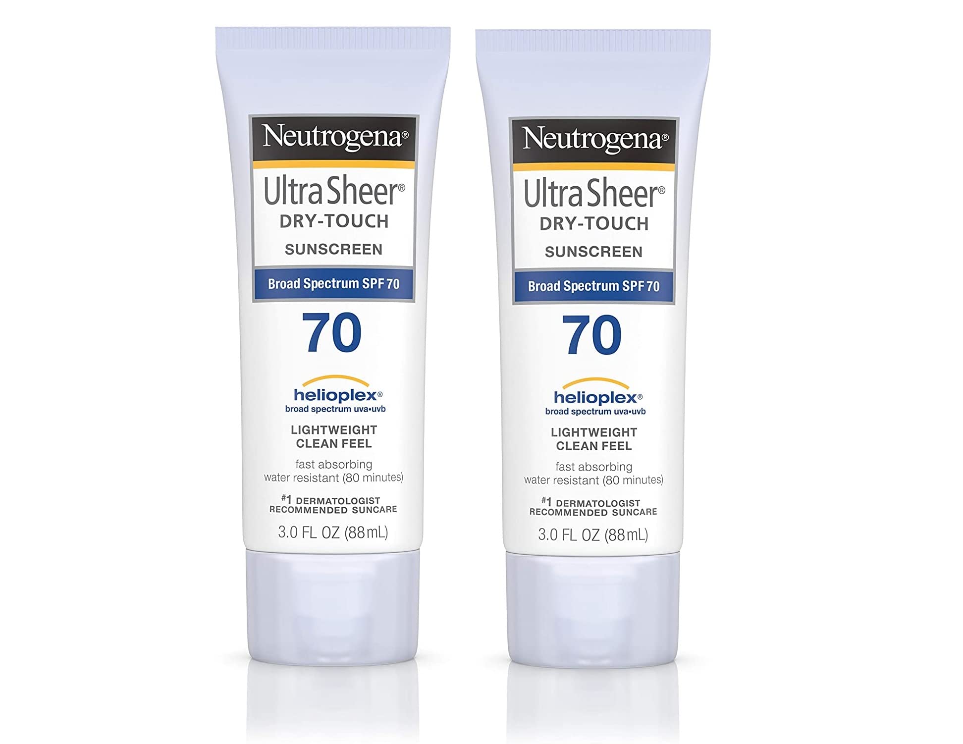 Neutrogena Ultra Sheer Dry-Touch Water Resistant Sunscreen Lotion SPF 70 - Non-Greasy, Broad Spectrum, Pack of 2 (3 fl. oz each)