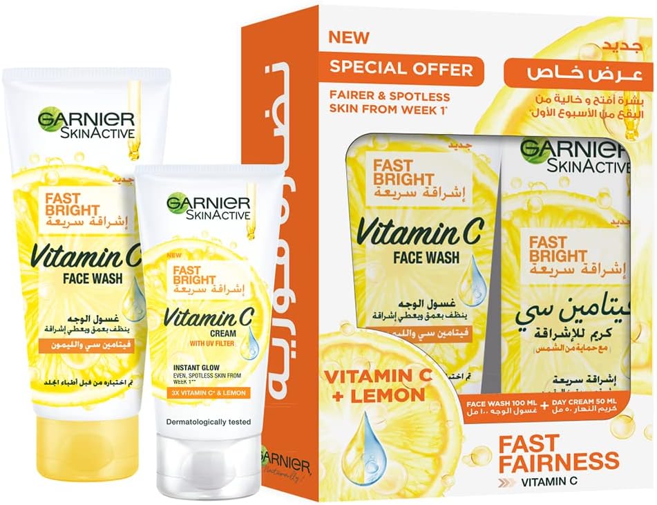 Garnier Skinactive Fast Fairness Face Wash & Day Cream 2-Piece Set