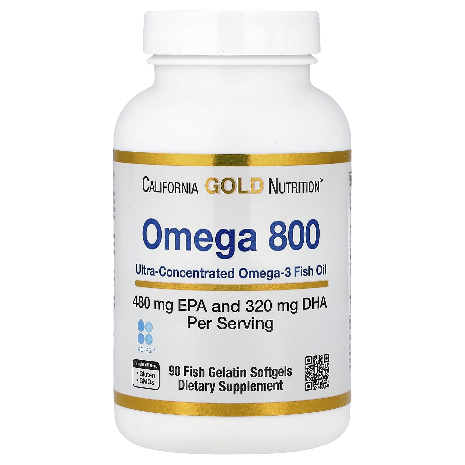California Gold Nutrition Omega 800 Fish Oil - 1000mg, 90 Gelatin Softgels
