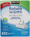 Kirkland Signature Flushable Moist Wipes, 632 Count - Gentle & Moisturizing