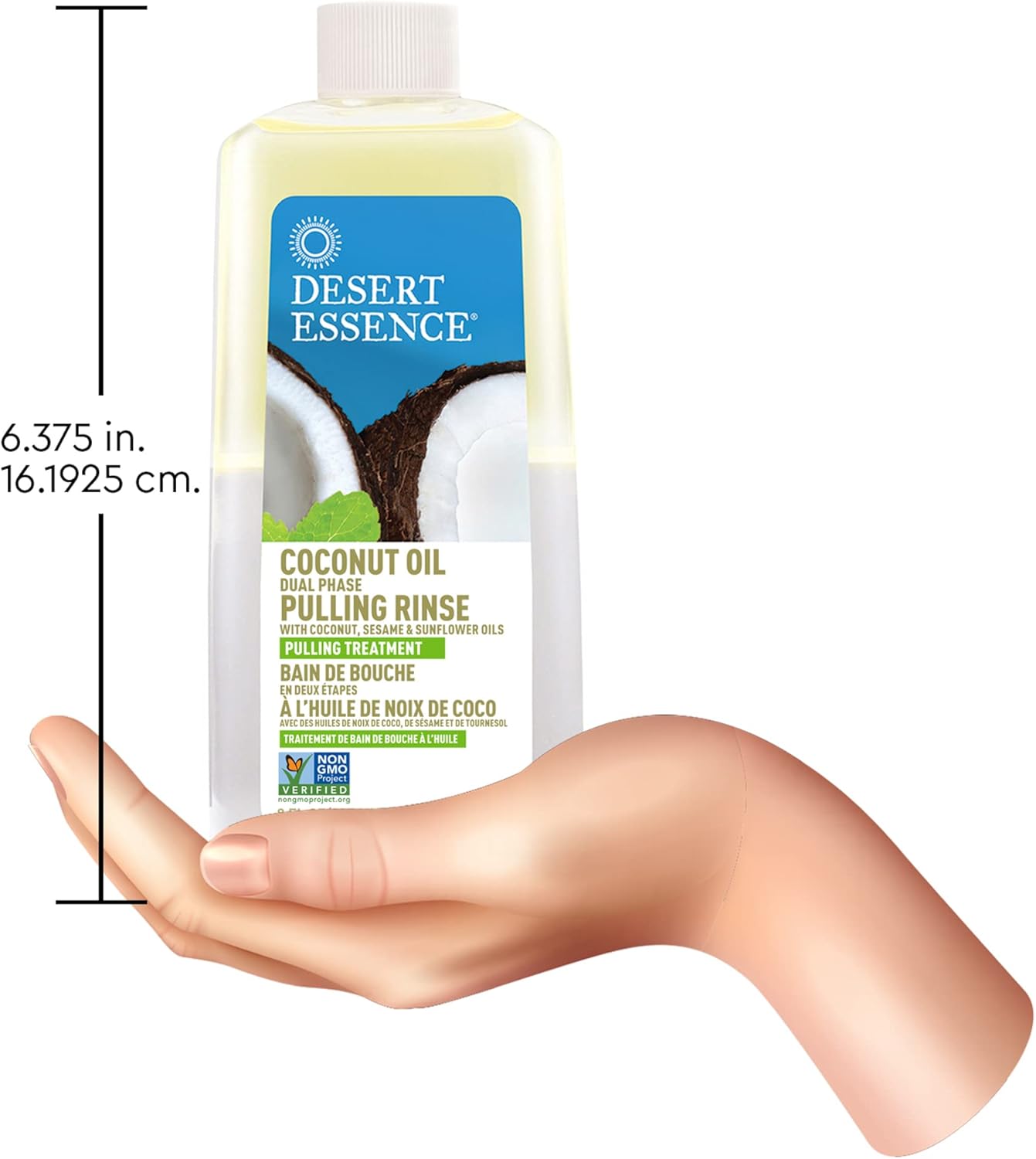 Desert Essence Coconut Oil Dual Phase Pulling Rinse, Mint, 8 fl oz - Alcohol Free, Sugar Free, Gluten Free, Vegan, Non-GMO - Organic Virgin Coconut Oil, Sesame Oil, Sunflower Oil & Tea Tree Oil