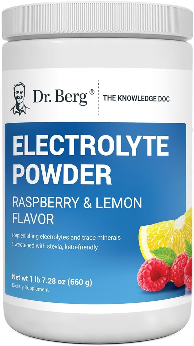 Dr. Berg Zero Sugar Hydration Keto Electrolyte Powder - Raspberry & Lemon Flavor - 100 Servings