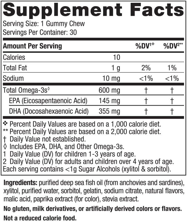 Nordic Naturals, Children's DHA Gummy Chews, Ages 3+, Tropical Punch, 600 mg, 30 Gummies