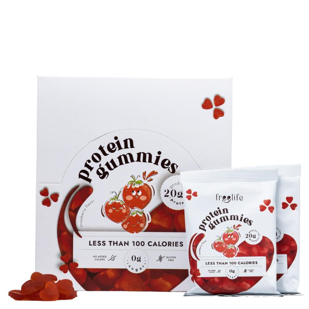 Freelife Protein Gummies Strawberry Flavor 32g Pack of 24 - High Protein Dietary Supplement