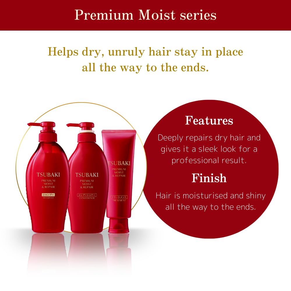 Premium Moist Repair Shampoo for Tsubaki - 450ml + Refill Pack 300ml Set